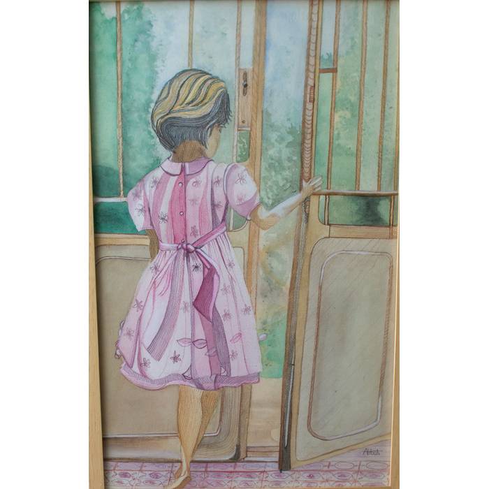 Niña abriendo puerta