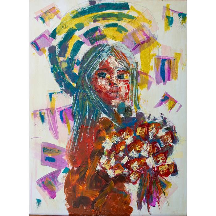 Niña vendiendo flores